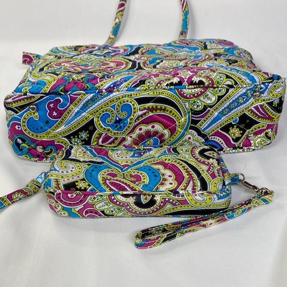 Limited Edition Vera Bradley Silk Collection Vibrant Paisley Women Shoulder Bag - Picture 6 of 10